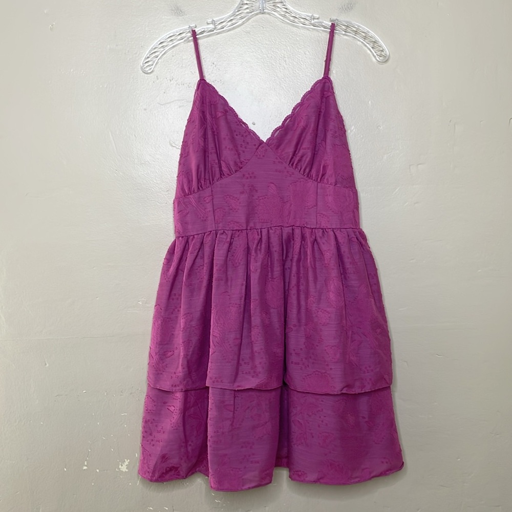 WILD FABLE Mini Dress Plum Purple Tiered Ruffles Halter Style Fit & Flare NWT Md